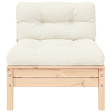 3 Piece Garden Lounge Set with Cream Cushions Solid Pinewood
