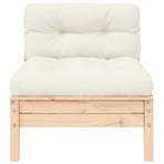 3 Piece Garden Lounge Set with Cream Cushions Solid Pinewood