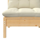 3 Piece Garden Lounge Set with Cream Cushions Solid Pinewood - 45-Degree Angle