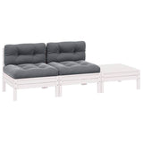 3 Piece Garden Lounge Set with Cushions White Solid Pinewood - Front View