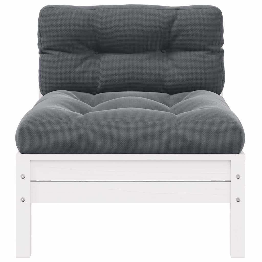 3 Piece Garden Lounge Set with Cushions White Solid Pinewood