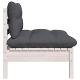 3 Piece Garden Lounge Set with Cushions White Solid Pinewood - 45-Degree Angle
