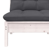 3 Piece Garden Lounge Set with Cushions White Solid Pinewood - Rear View