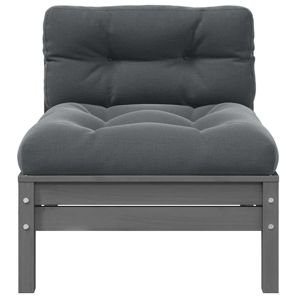 3 Piece Garden Lounge Set with Cushions Grey Solid Pinewood