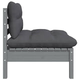 3 Piece Garden Lounge Set with Cushions Grey Solid Pinewood - 45-Degree Angle