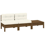 3 Piece Garden Lounge Set with Cream Cushions Solid Pinewood