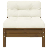 3 Piece Garden Lounge Set with Cream Cushions Solid Pinewood - Side View