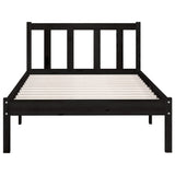 Bed Frame without Mattress Black Solid Wood 90x190 cm