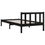 Bed Frame without Mattress Black Solid Wood 90x190 cm - Rear View