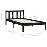 Bed Frame without Mattress Black Solid Wood 90x190 cm - Extra Image
