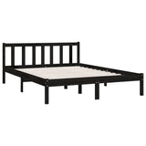 Bed Frame without Mattress Black Solid Wood 135x190 cm - Side View