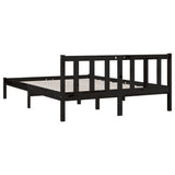 Bed Frame without Mattress Black Solid Wood 135x190 cm - Rear View