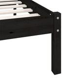 Bed Frame without Mattress Black Solid Wood 135x190 cm - Low Angle