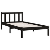 Bed Frame without Mattress Black Solid Wood 100x200 cm