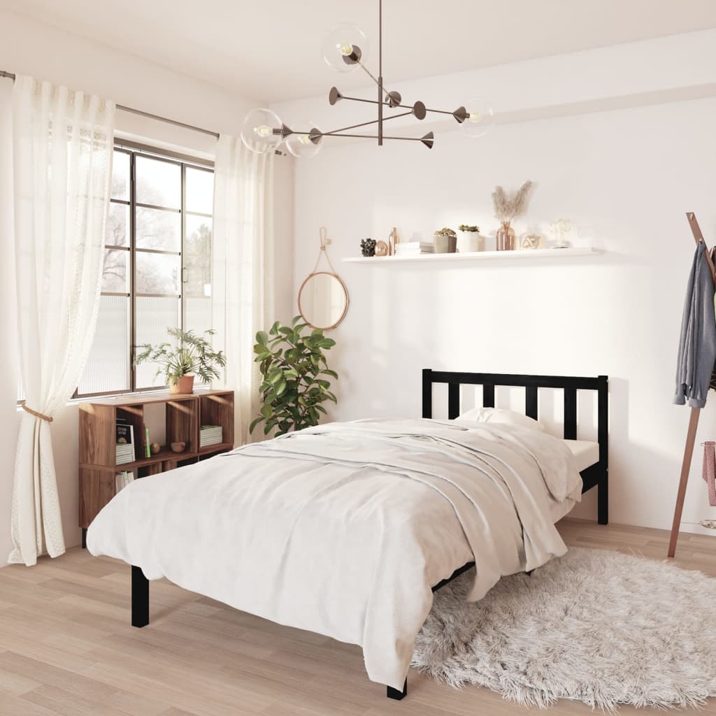 Bed Frame without Mattress Black Solid Wood 100x200 cm