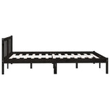 Bed Frame without Mattress Black Solid Wood Pine 150x200 cm - Rear View