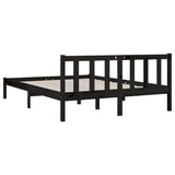 Bed Frame without Mattress Black Solid Wood Pine 150x200 cm - 45-Degree Angle