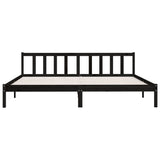 Bed Frame without Mattress Black Solid Wood 183x203 cm King - Top-Down View