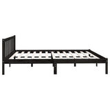 Bed Frame without Mattress Black Solid Wood 183x203 cm King - Rear View