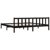 Bed Frame without Mattress Black Solid Wood 183x203 cm King - 45-Degree Angle