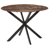 Dining Table 脴110x78 cm Solid Wood Reclaimed and Steel