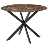 Dining Table 脴110x78 cm Solid Wood Reclaimed and Steel - Front View