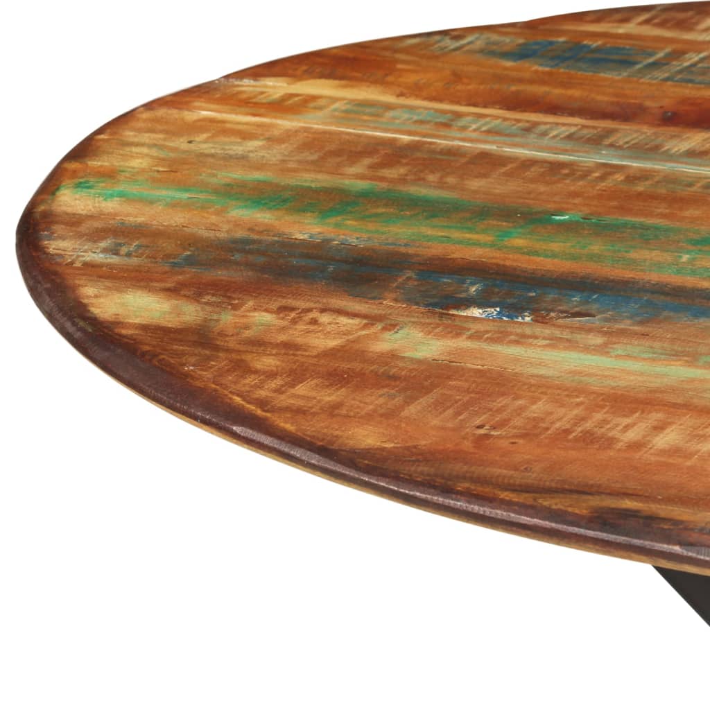Dining Table ?110x78 cm Solid Wood Reclaimed and Steel