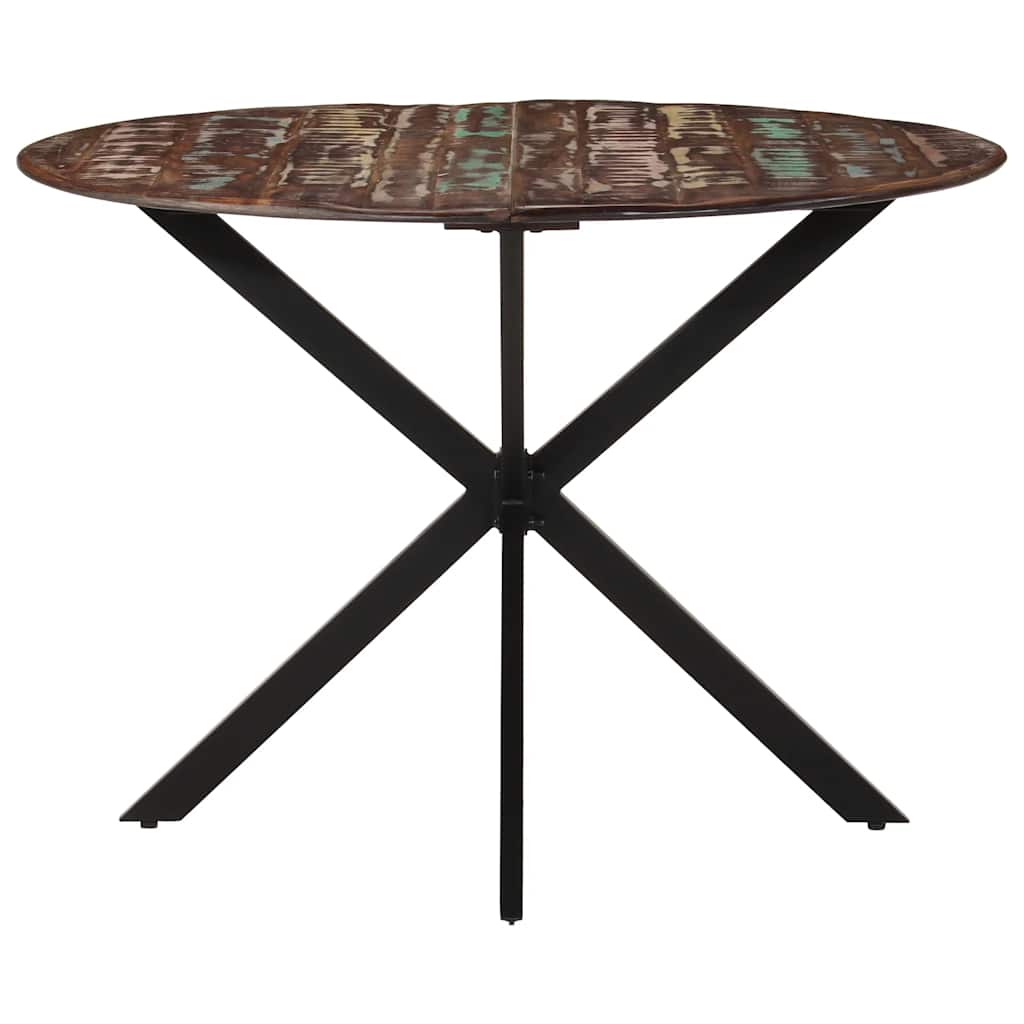 Dining Table ?110x78 cm Solid Wood Reclaimed and Steel