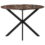 Dining Table 脴110x78 cm Solid Wood Reclaimed and Steel - 45-Degree Angle
