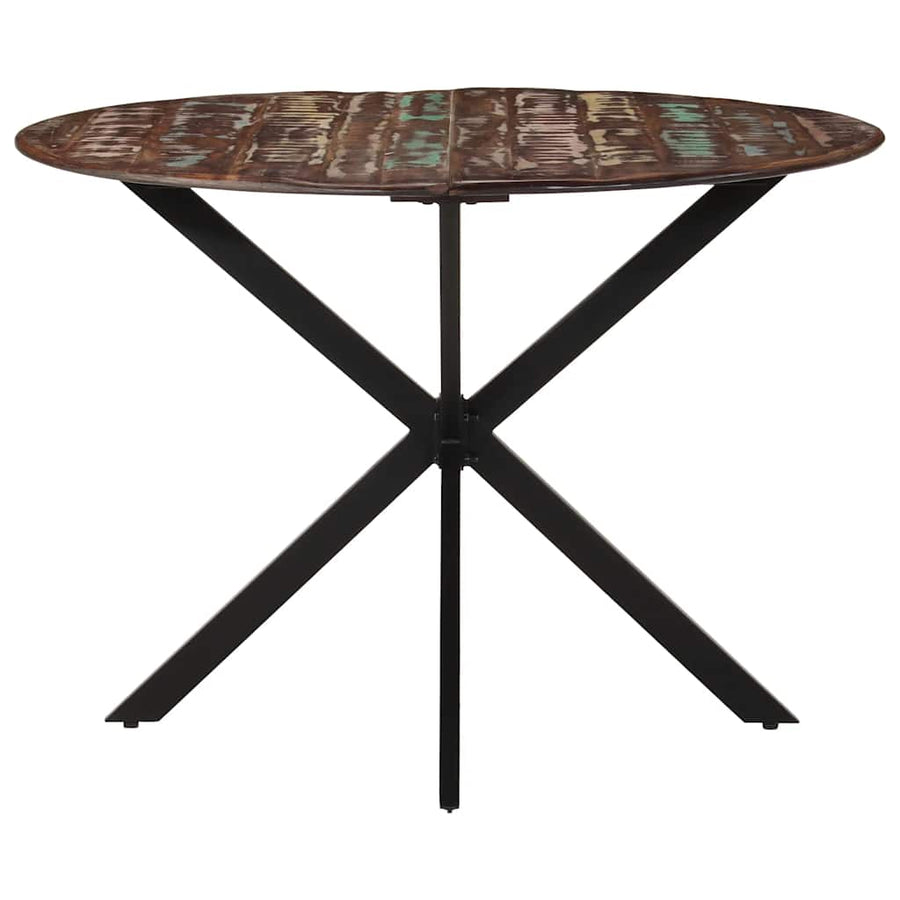 Dining Table ?110x78 cm Solid Wood Reclaimed and Steel