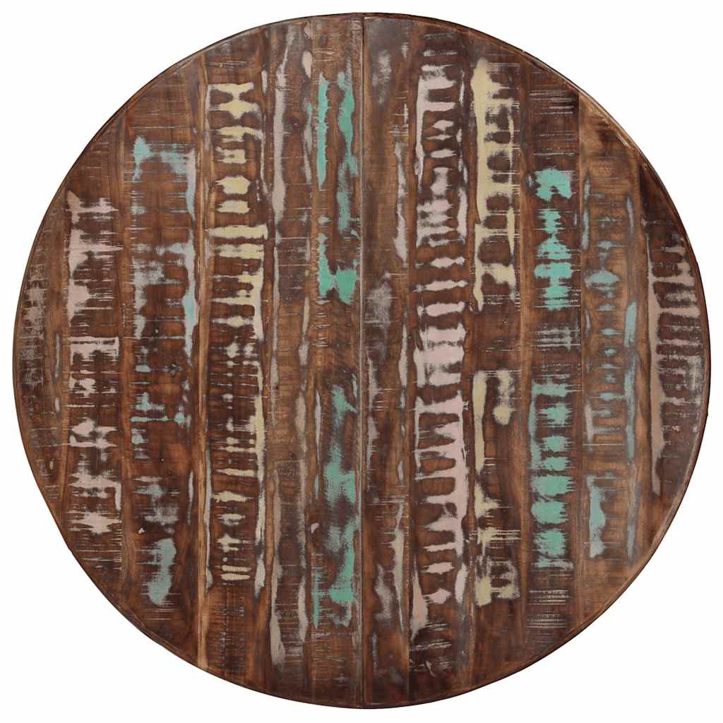 Dining Table 脴110x78 cm Solid Wood Reclaimed and Steel