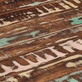 Dining Table 脴110x78 cm Solid Wood Reclaimed and Steel - Close-Up Angle