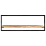 Wall Shelves 2 pcs 100x24x35 cm Solid Wood Acacia and Steel - Side View