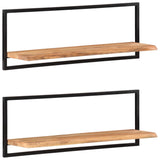 Wall Shelves 2 pcs 100x24x35 cm Solid Wood Acacia and Steel - Extra Image
