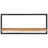 Wall Shelves 2 pcs 80x25x35 cm Solid Wood Acacia and Steel - Front View