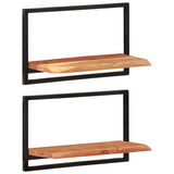 Wall Shelves 2 pcs 60x25x35 cm Solid Wood Acacia and Steel