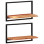 Wall Shelves 2 pcs 60x25x35 cm Solid Wood Acacia and Steel