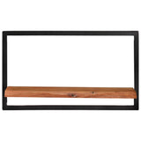 Wall Shelves 2 pcs 60x25x35 cm Solid Wood Acacia and Steel - Front View
