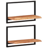 Wall Shelves 2 pcs 60x25x35 cm Solid Wood Acacia and Steel