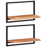 Wall Shelves 2 pcs 60x25x35 cm Solid Wood Acacia and Steel - Extra Image