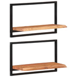 Wall Shelves 2 pcs 60x25x35 cm Solid Wood Acacia and Steel - Extra Image
