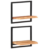 Wall Shelves 2 pcs 40x24x35 cm Solid Wood Acacia and Steel - Extra Image
