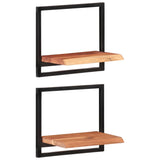 Wall Shelves 2 pcs 40x24x35 cm Solid Wood Acacia and Steel - Low Angle
