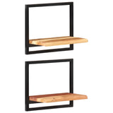 Wall Shelves 2 pcs 40x24x35 cm Solid Wood Acacia and Steel - Extra Image