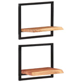 Wall Shelves 2 pcs 40x24x35 cm Solid Wood Acacia and Steel