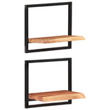 Wall Shelves 2 pcs 40x24x35 cm Solid Wood Acacia and Steel - Extra Image