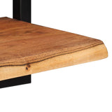 Wall Shelves 2 pcs 25x25x35 cm Solid Wood Acacia and Steel - Close-Up Angle