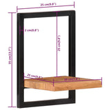 Wall Shelves 2 pcs 25x25x35 cm Solid Wood Acacia and Steel - Low Angle