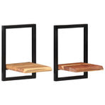 Wall Shelves 2 pcs 25x25x35 cm Solid Wood Acacia and Steel