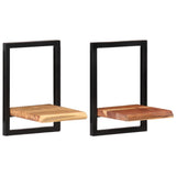 Wall Shelves 2 pcs 25x25x35 cm Solid Wood Acacia and Steel - Extra Image